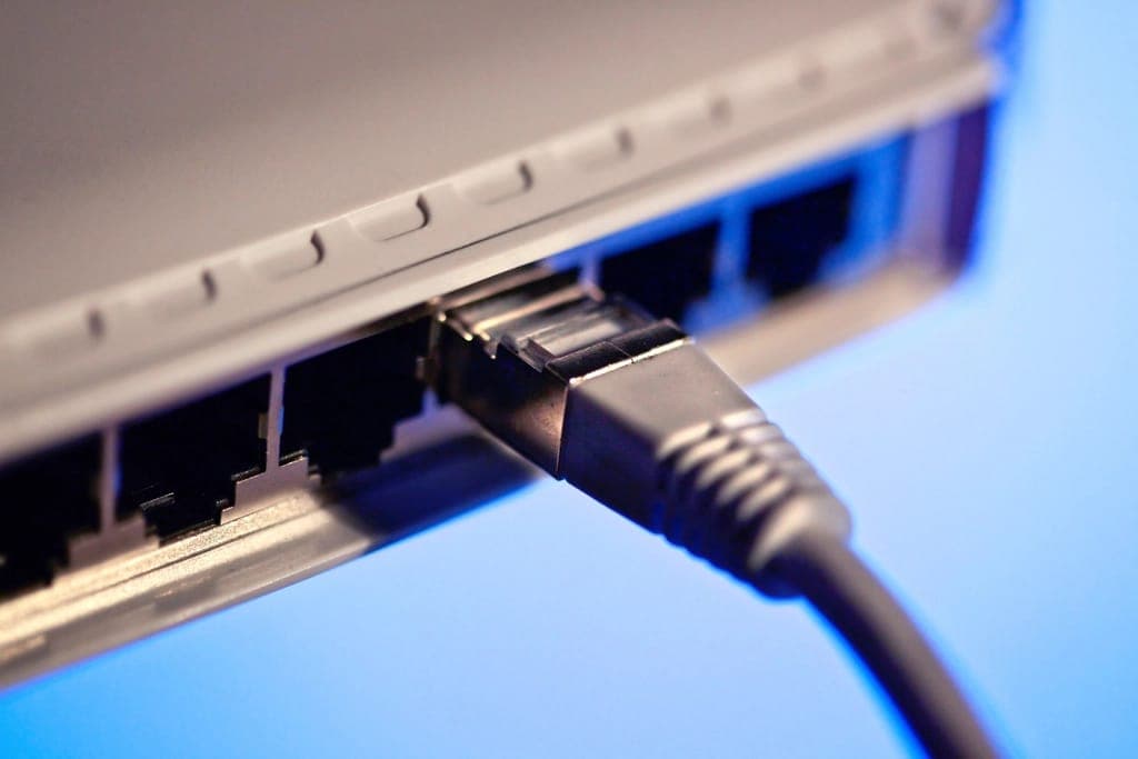 Network cable plugged into a switch port